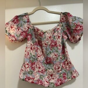 WAYF light blue pink Floral Blouse